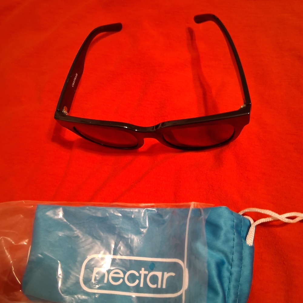 Nectar Black Sunglasses with Blue Drawstring Pouch